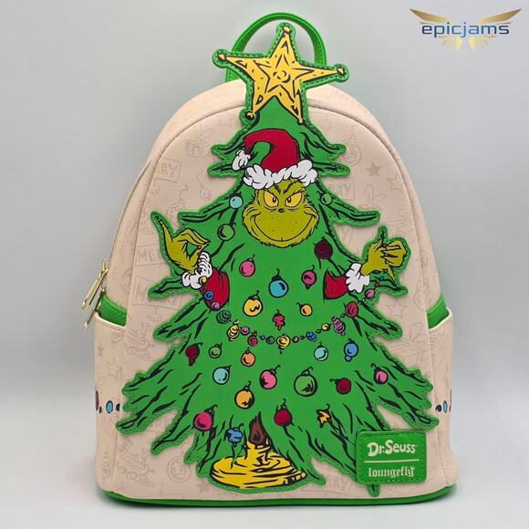 Loungefly Dr. Seuss How The Grinch Stole Christmas GITD Tree Mini Backpack Bag - Picture 1 of 11